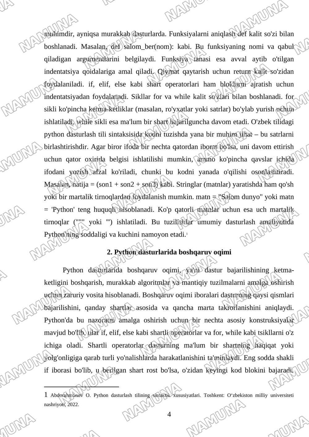 Pyhton dasturlash tili sintaksisi — mustaqil ish, 4-varaq