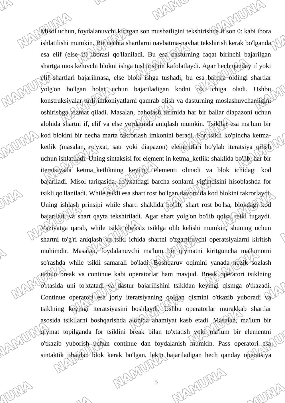 Pyhton dasturlash tili sintaksisi — mustaqil ish, 5-varaq