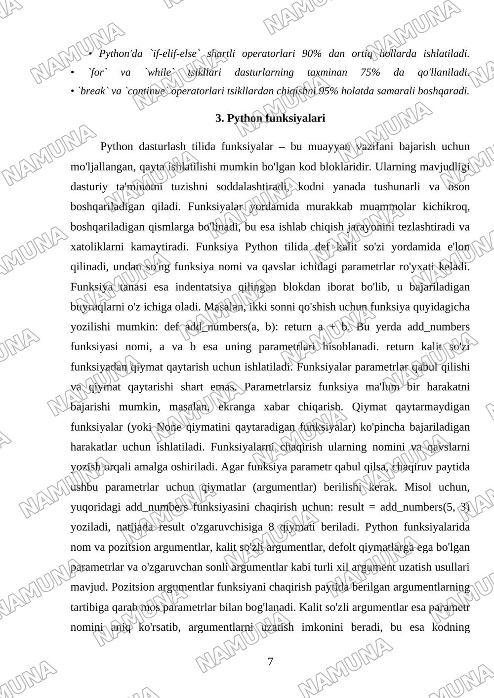 Pyhton dasturlash tili sintaksisi — mustaqil ish, 7-varaq