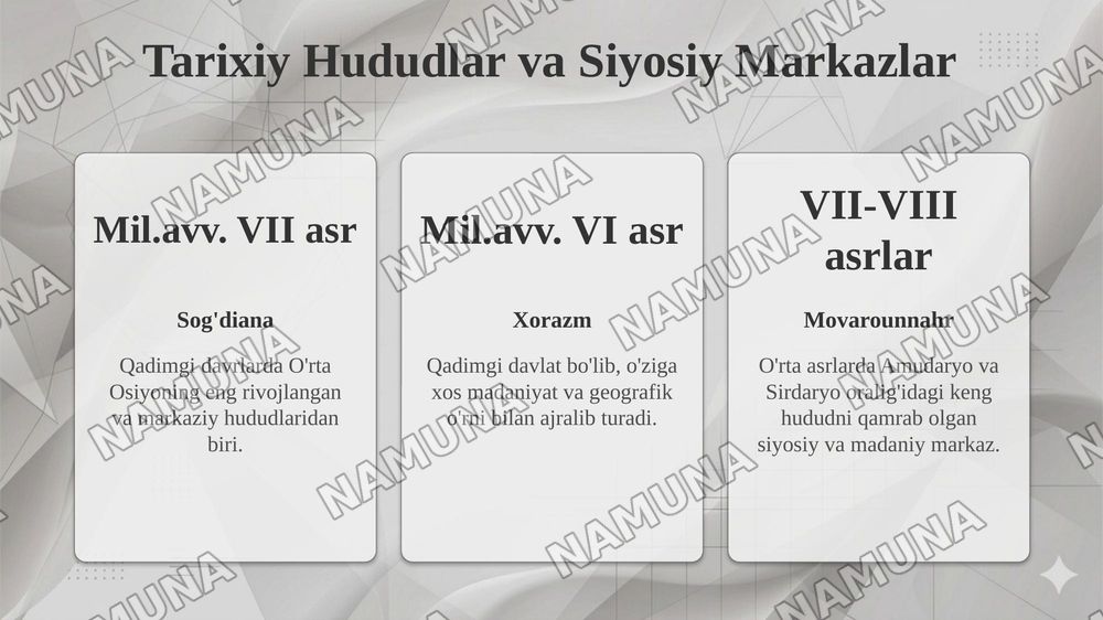 O'rta Osiyo  tarixiy gegrafiyasi   amaliy tarixiy geografik haritalar — taqdimot, 8-slayd