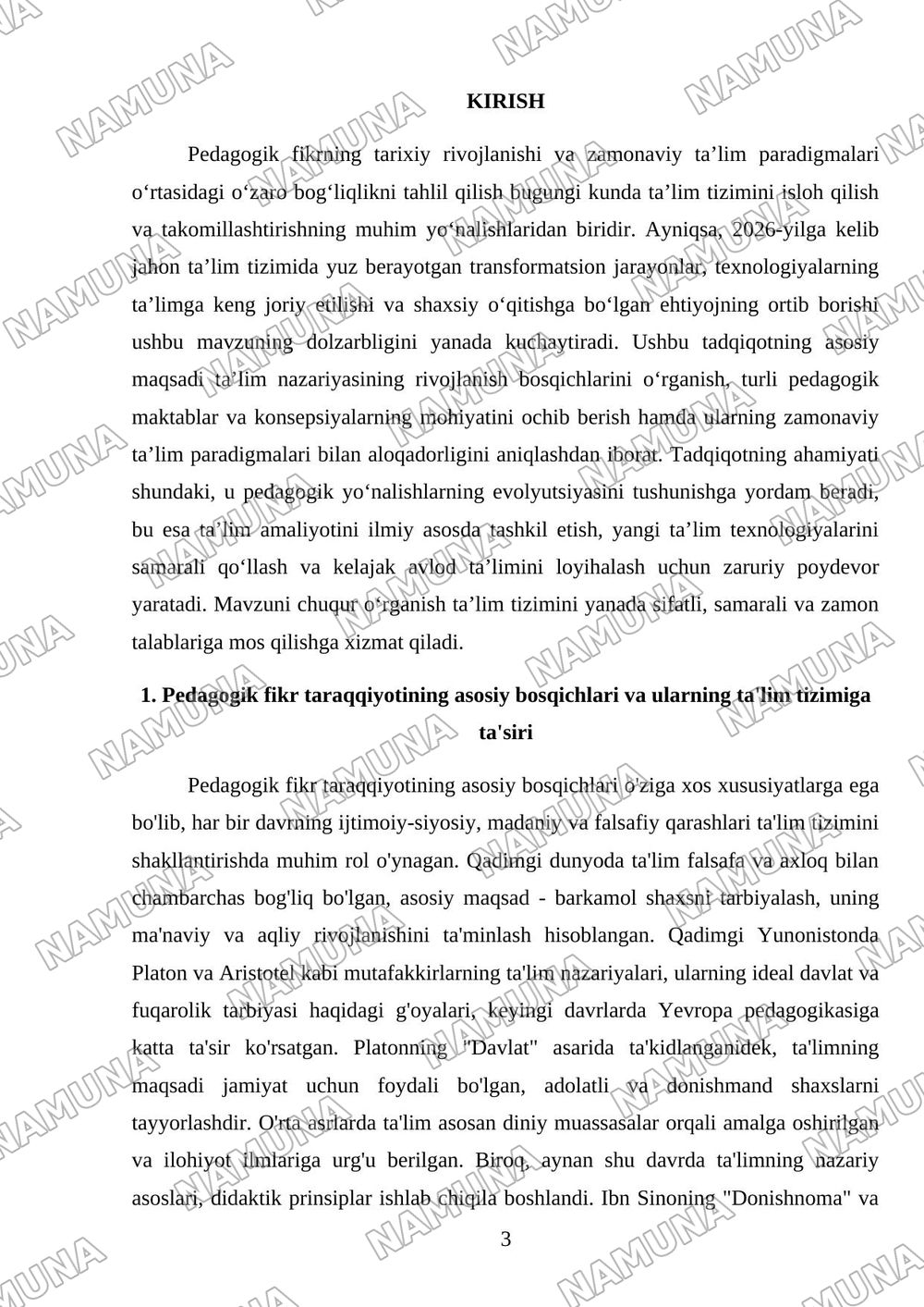 Pedagogik fikr taraqqiyoti va zamonaviy ta'lim paradigmalari — mustaqil ish, 3-varaq