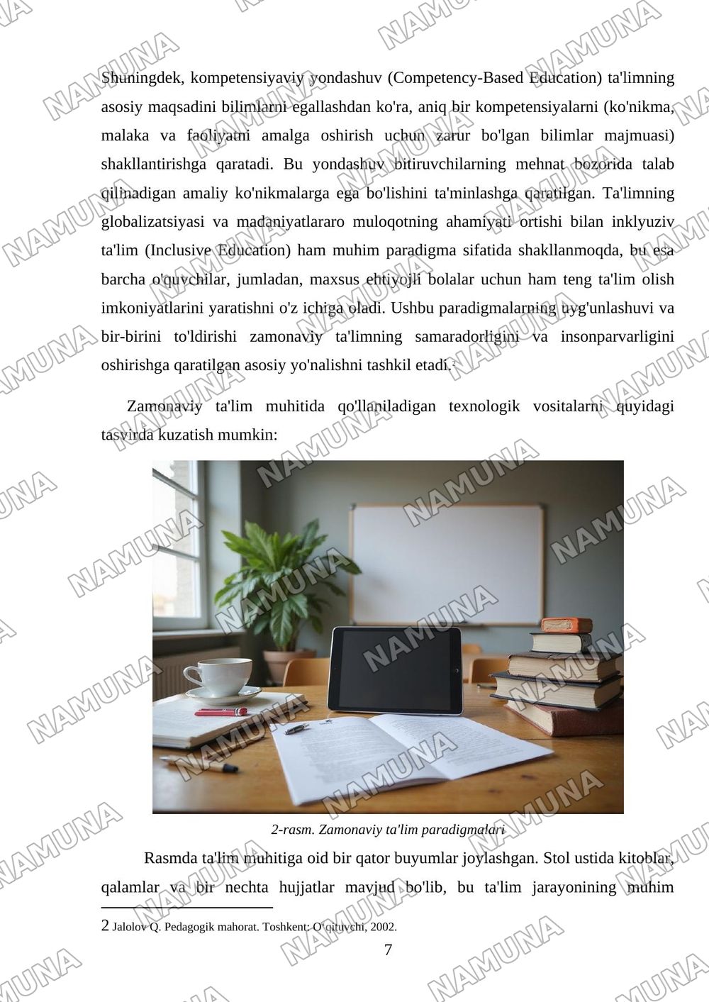 Pedagogik fikr taraqqiyoti va zamonaviy ta'lim paradigmalari — mustaqil ish, 7-varaq