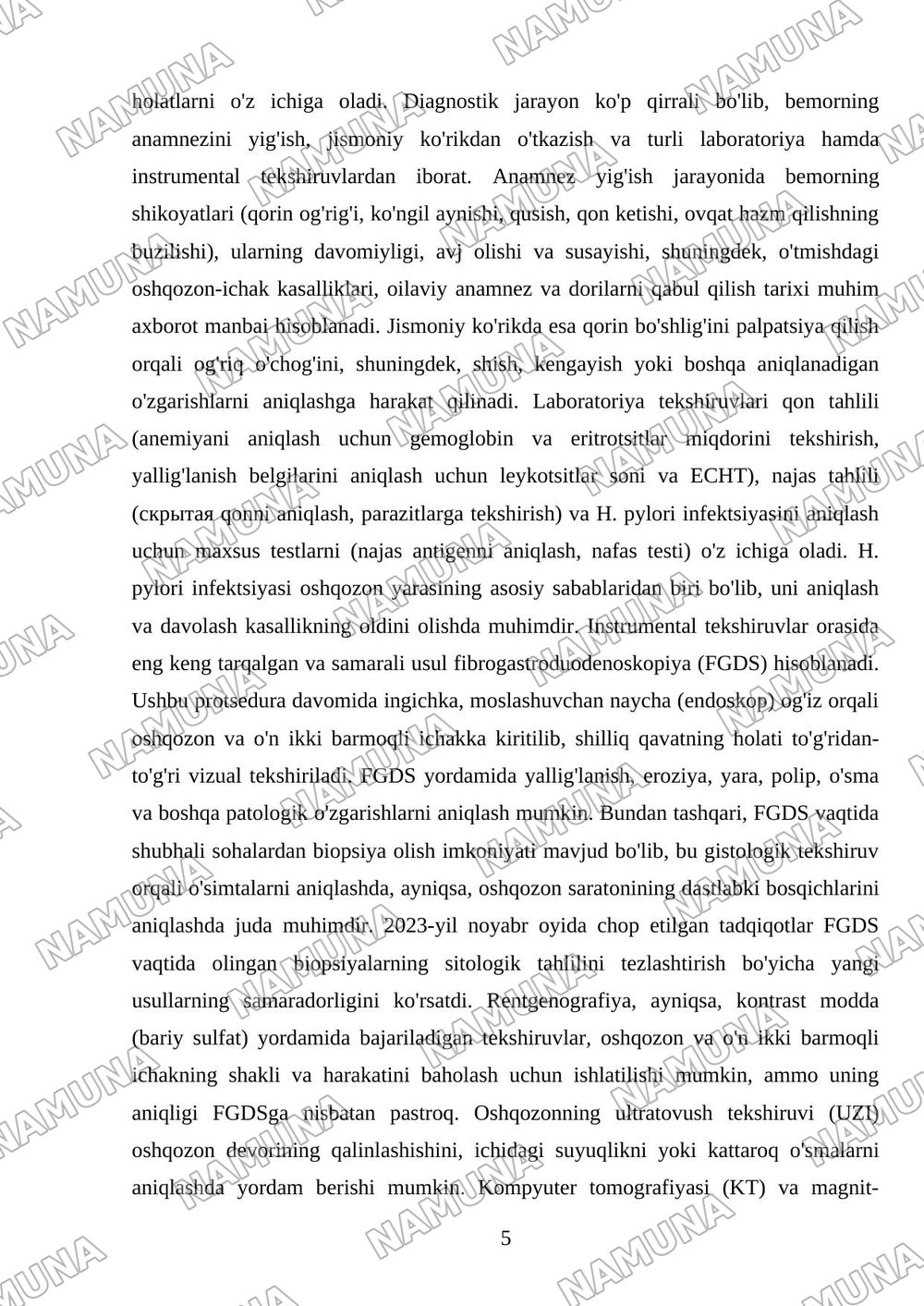 Oshqozon kasalliklari — referat, 5-varaq