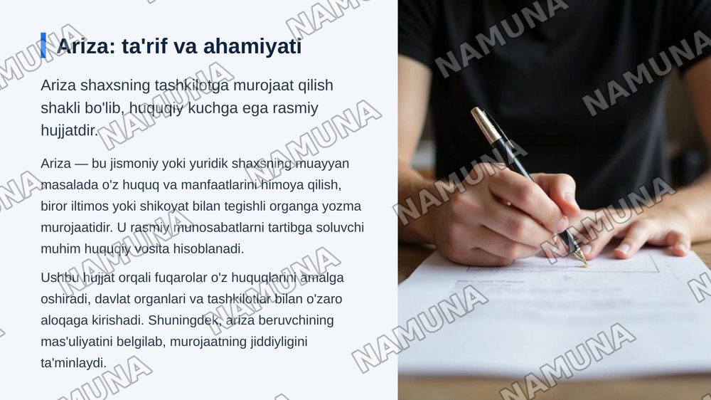 Ariza va uning turlari — zamonaviy taqdimot, 3-slayd