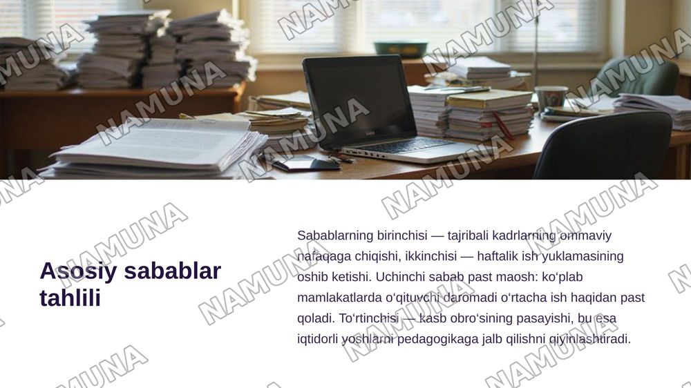 Jahon mamlakatlarida pedagog kadrlarga bo‘lgan ehtiyoj va ularni tayyorlash masalalari — zamonaviy taqdimot, 5-slayd