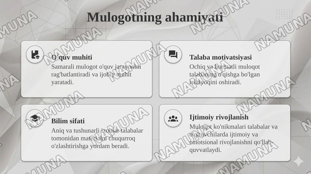 Pedagogik mulogot yslublari — taqdimot, 4-slayd