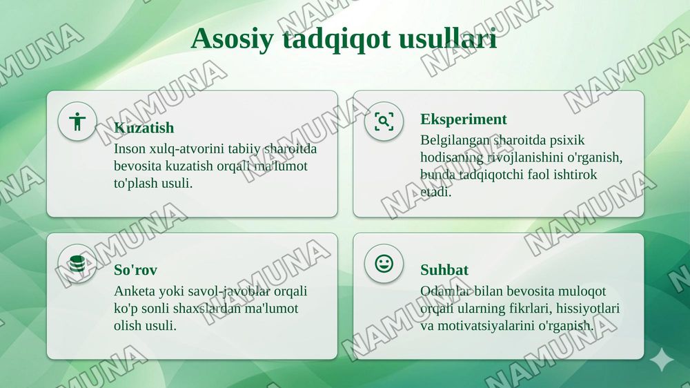 Hozirgi zamon pisixologiyasining tadqiqot metodlari — taqdimot, 4-slayd