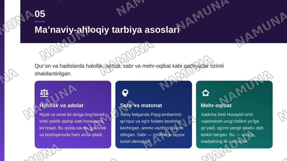 Qur’oni Karim. Hadislarning ma’naviy-ahloqiy, estetik, pedagogik, o‘rganish masalalari. — zamonaviy taqdimot, 6-slayd