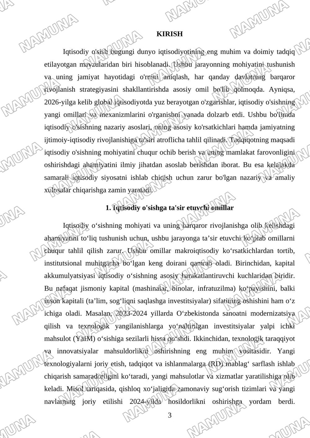 Iqtisodiy o‘sishning maqsadi — mustaqil ish, 3-varaq