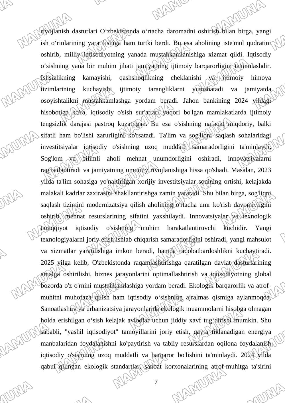 Iqtisodiy o‘sishning maqsadi — mustaqil ish, 7-varaq