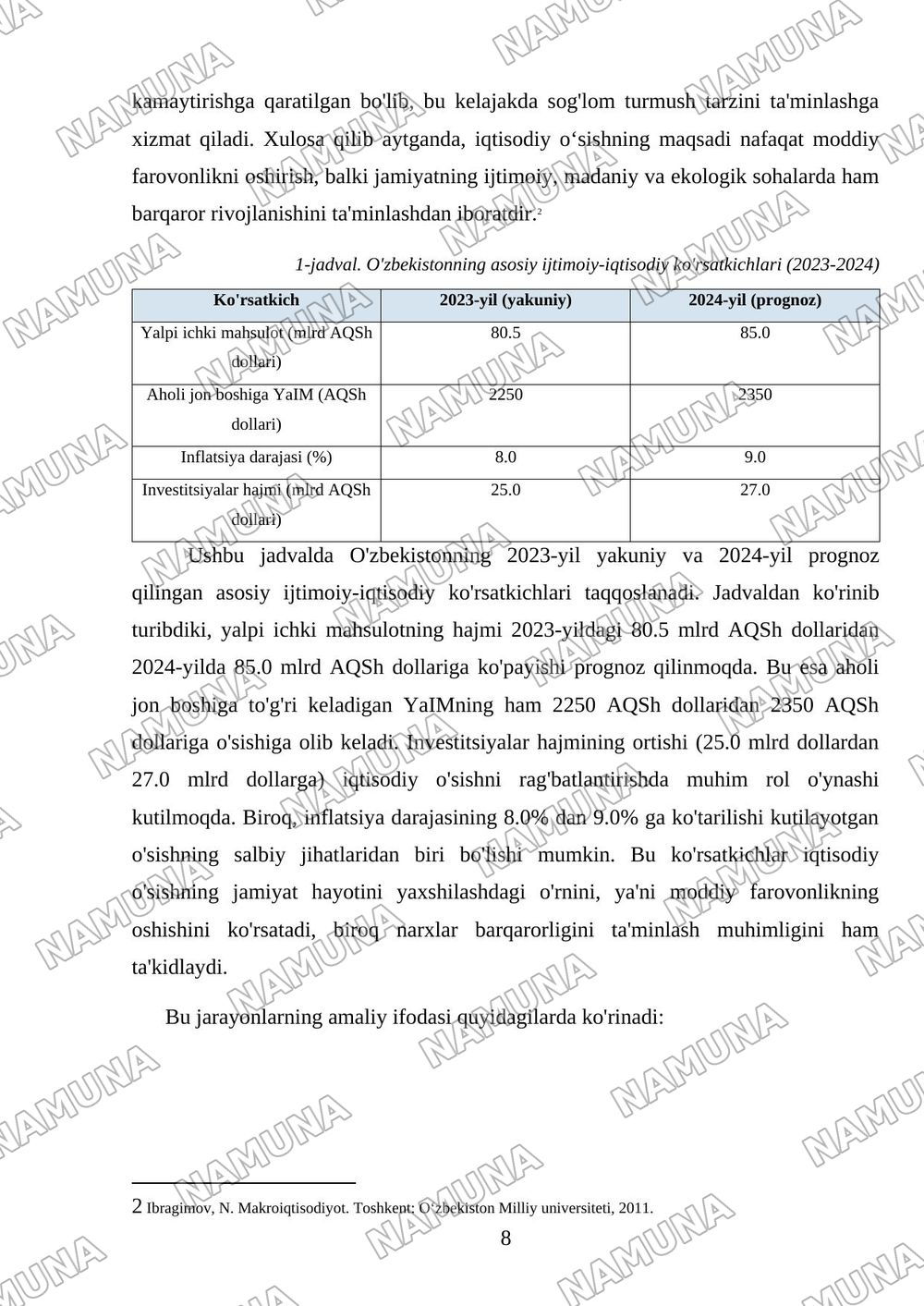 Iqtisodiy o‘sishning maqsadi — mustaqil ish, 8-varaq