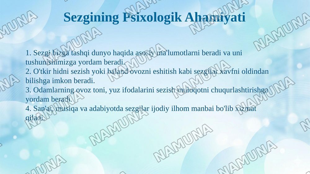 Sezgi — taqdimot, 8-slayd