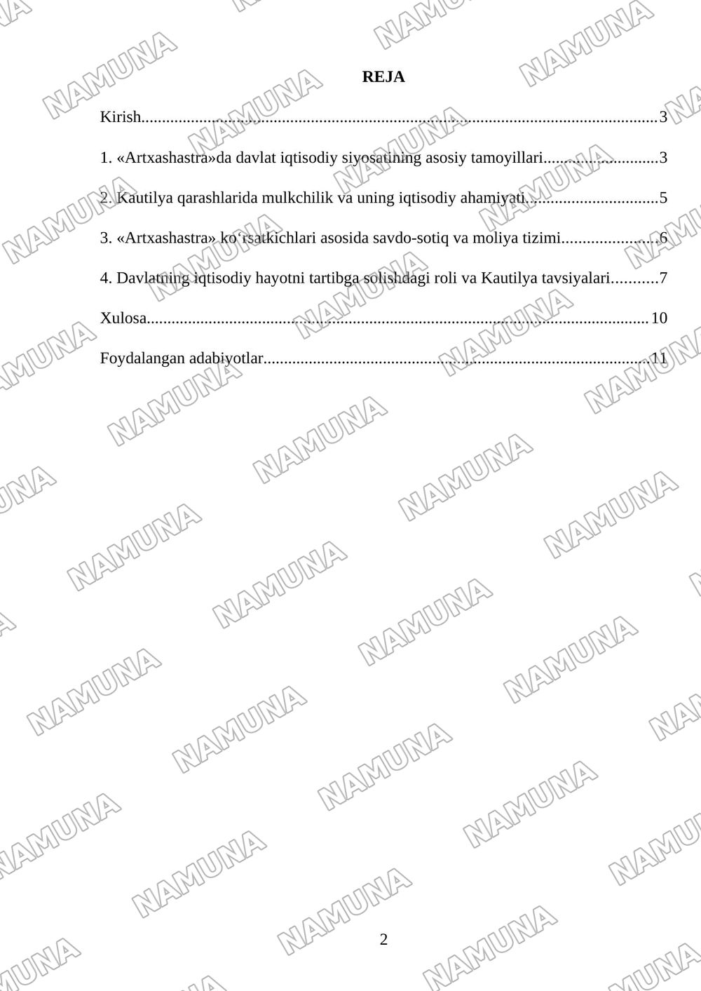 Qadimgi Hindistonning iqtisodiy g‘oyalari («Artxashastra» — Kautilya ta’limoti) — mustaqil ish, 2-varaq