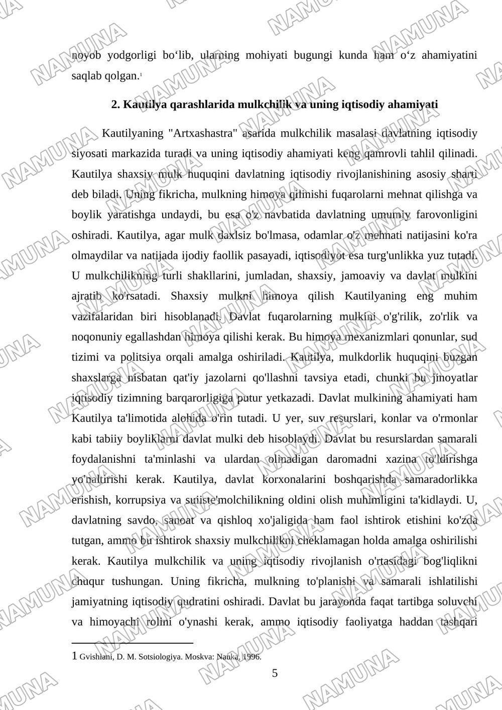 Qadimgi Hindistonning iqtisodiy g‘oyalari («Artxashastra» — Kautilya ta’limoti) — mustaqil ish, 5-varaq
