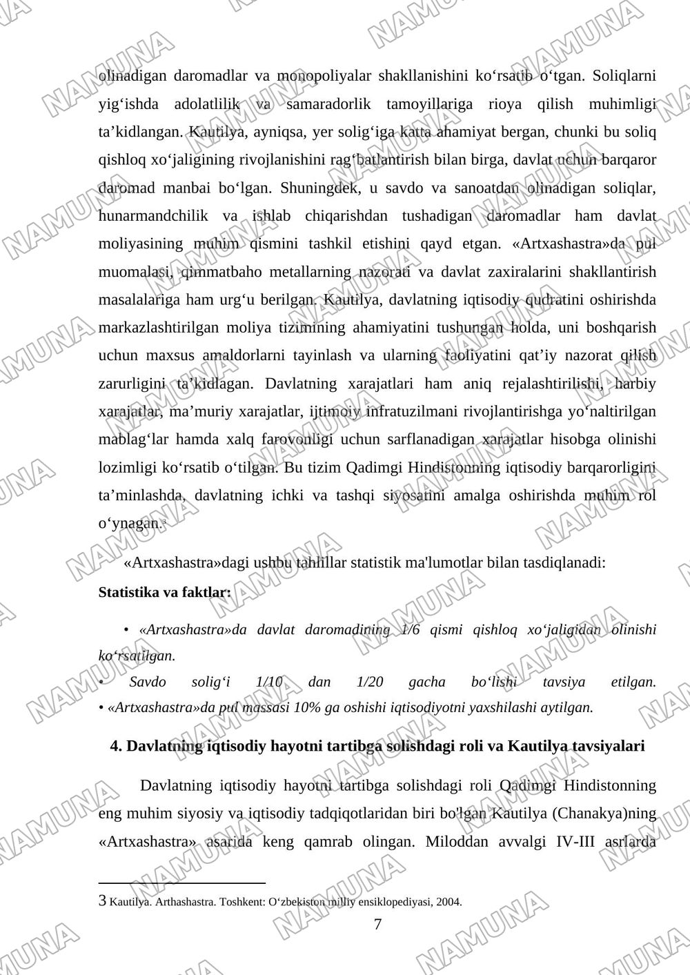 Qadimgi Hindistonning iqtisodiy g‘oyalari («Artxashastra» — Kautilya ta’limoti) — mustaqil ish, 7-varaq
