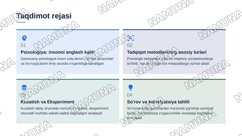 Hozirgi zamon pisixalogiyasining tadqiqot metodlari — zamonaviy taqdimot, 2-slayd
