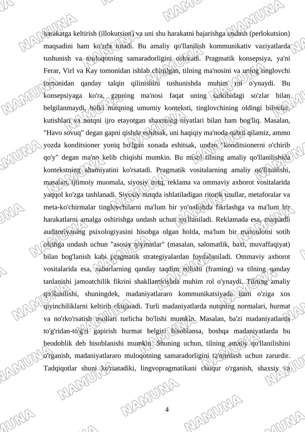 Lingvopragmatika — mustaqil ish, 4-varaq
