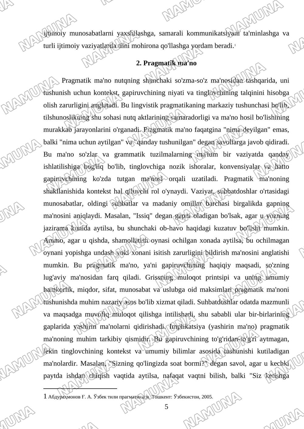 Lingvopragmatika — mustaqil ish, 5-varaq