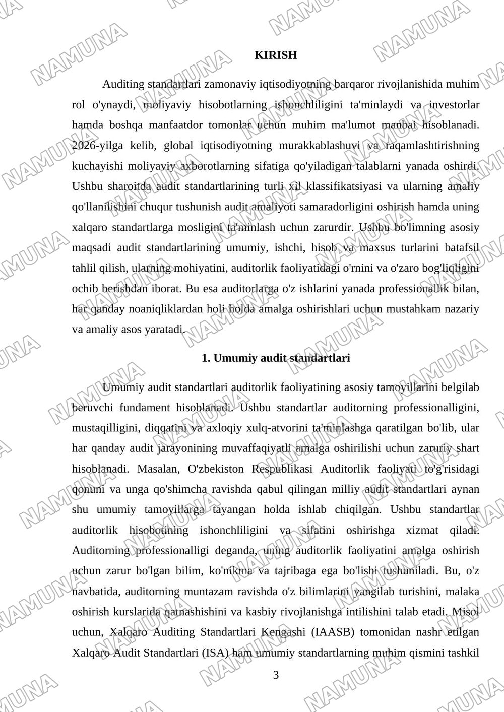 Audit standartlarining turlari: umumiy standartlar, ishchi standartlar, hisob standartlari, maxsus standartlar. — mustaqil ish, 3-varaq