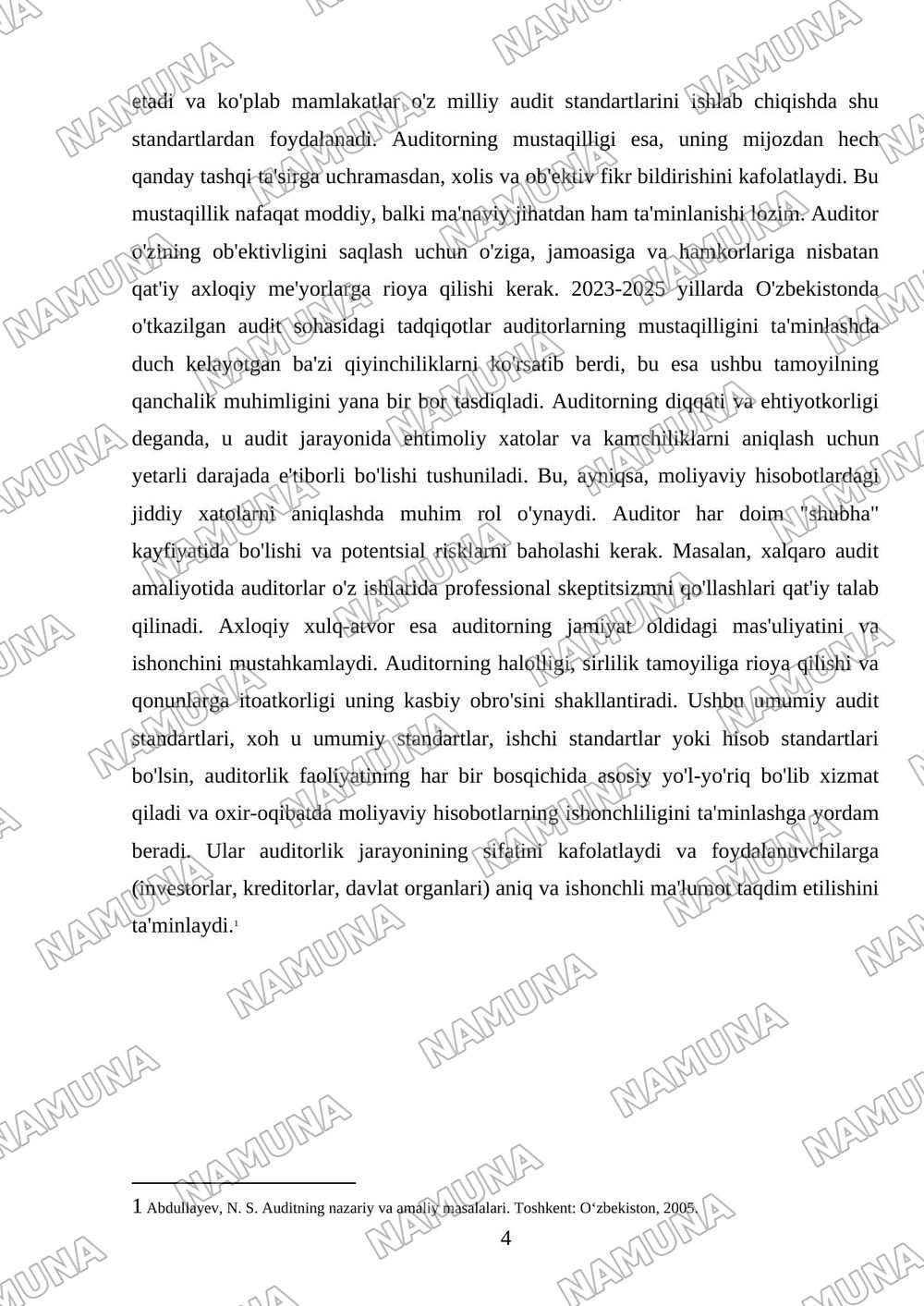 Audit standartlarining turlari: umumiy standartlar, ishchi standartlar, hisob standartlari, maxsus standartlar. — mustaqil ish, 4-varaq