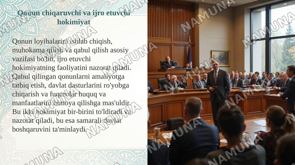 Hokimiyatlar bo‘linishi printsipi va uning konstitutsiyaviy mustahkamlanishini tahlil qilish — taqdimot, 5-slayd