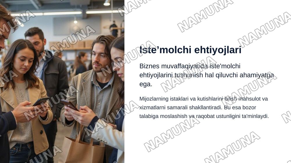 Iste’molchilar ehtiyojlarini o‘rganish va biznes strategiyada hisobga olish. — zamonaviy taqdimot, 3-slayd