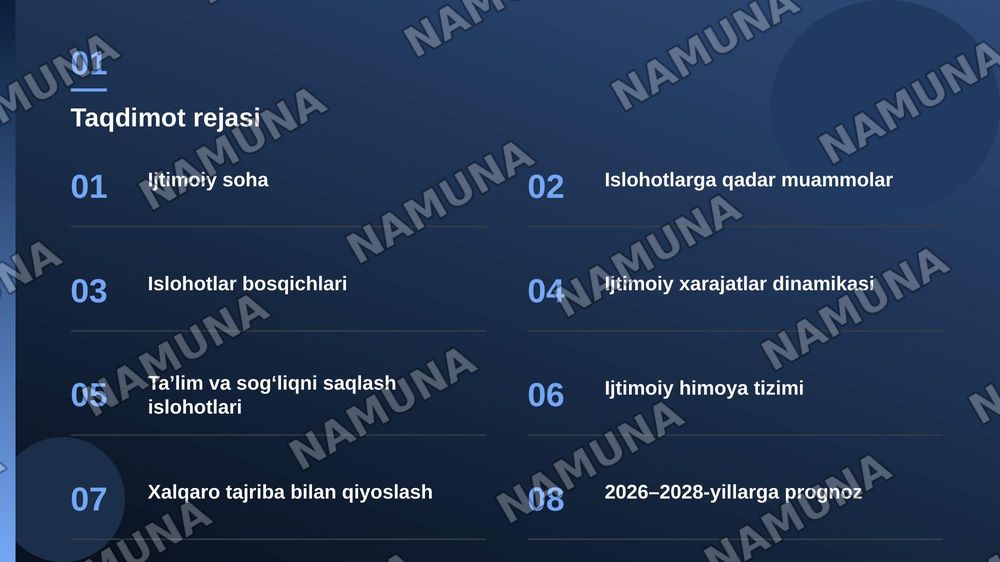 Oʻzbekiston Respublikasida ijtimoiy sohada islohotlar — zamonaviy taqdimot, 2-slayd