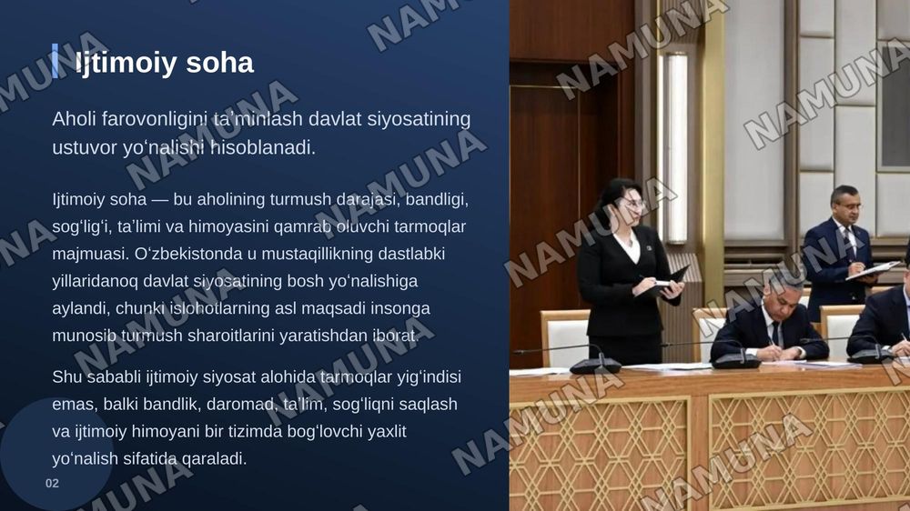 Oʻzbekiston Respublikasida ijtimoiy sohada islohotlar — zamonaviy taqdimot, 3-slayd