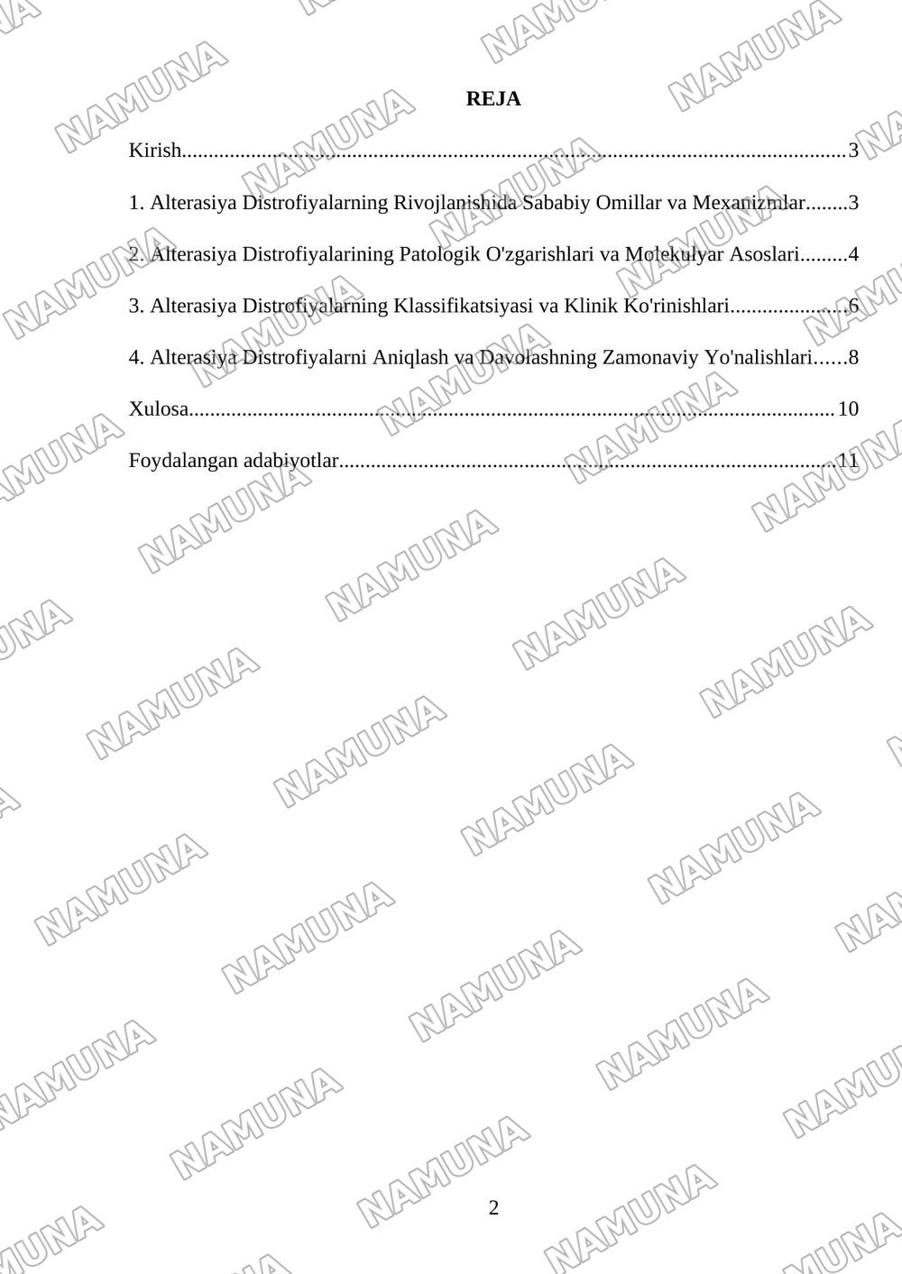 Alterasiya Distrofiyalar sabablari rivojlanish mexanizimi turlari — referat, 2-varaq
