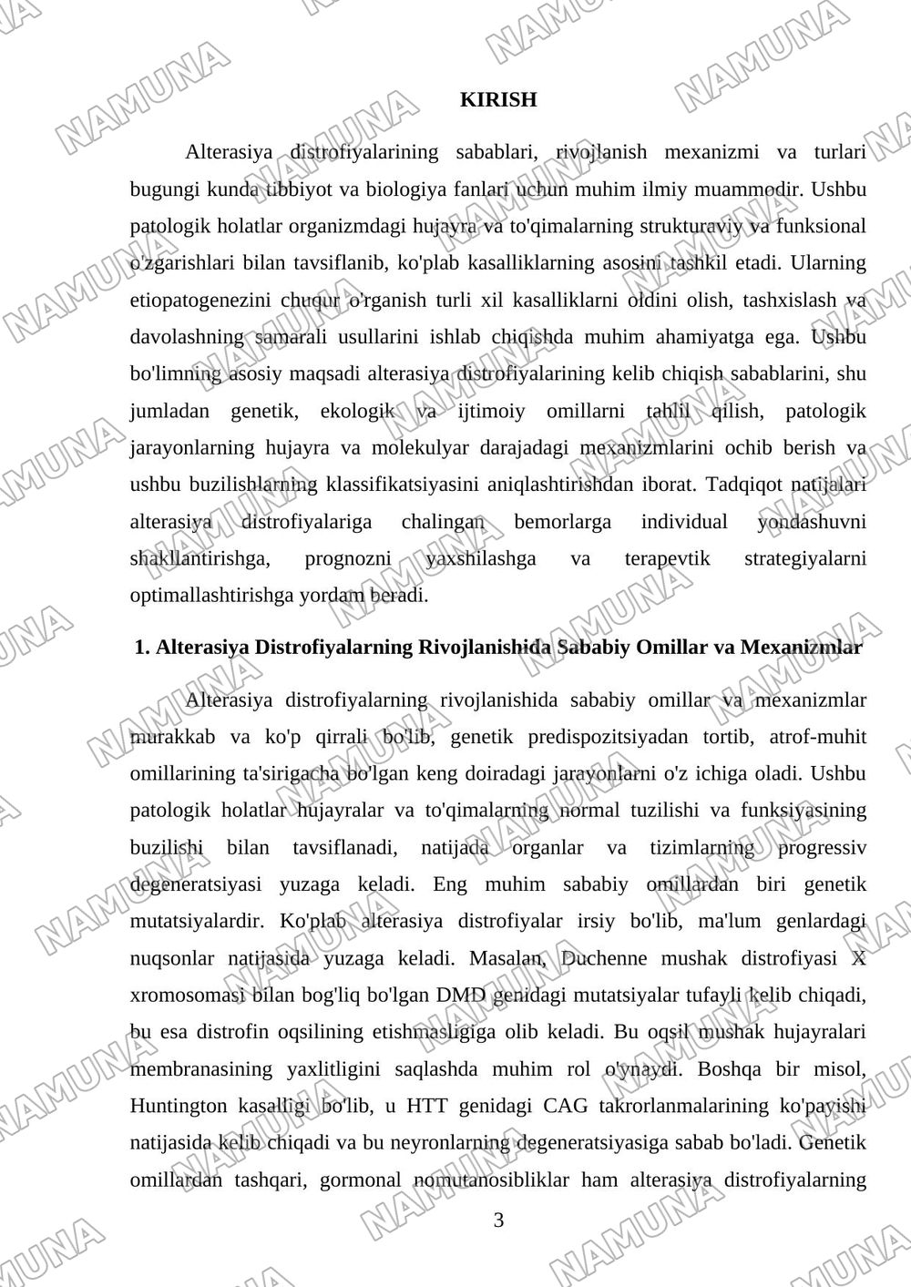 Alterasiya Distrofiyalar sabablari rivojlanish mexanizimi turlari — referat, 3-varaq