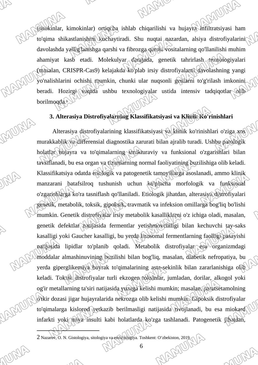 Alterasiya Distrofiyalar sabablari rivojlanish mexanizimi turlari — referat, 6-varaq