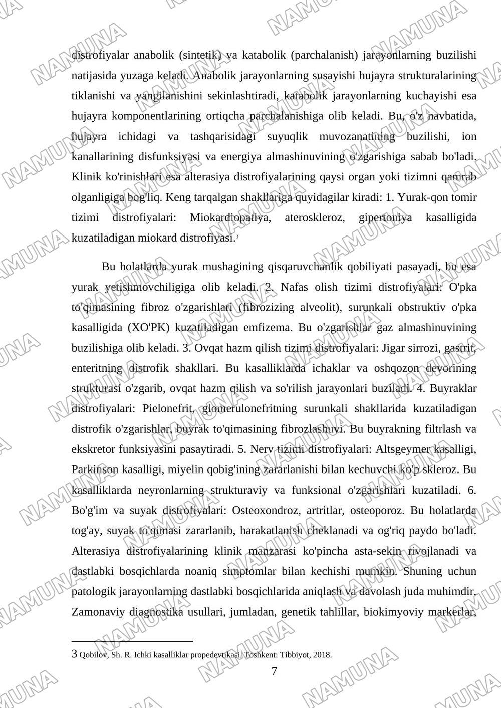 Alterasiya Distrofiyalar sabablari rivojlanish mexanizimi turlari — referat, 7-varaq