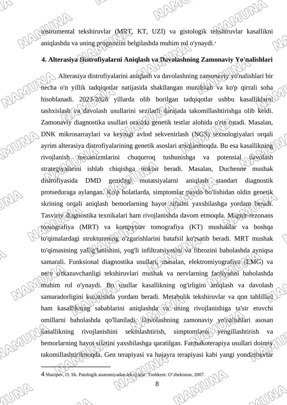 Alterasiya Distrofiyalar sabablari rivojlanish mexanizimi turlari — referat, 8-varaq