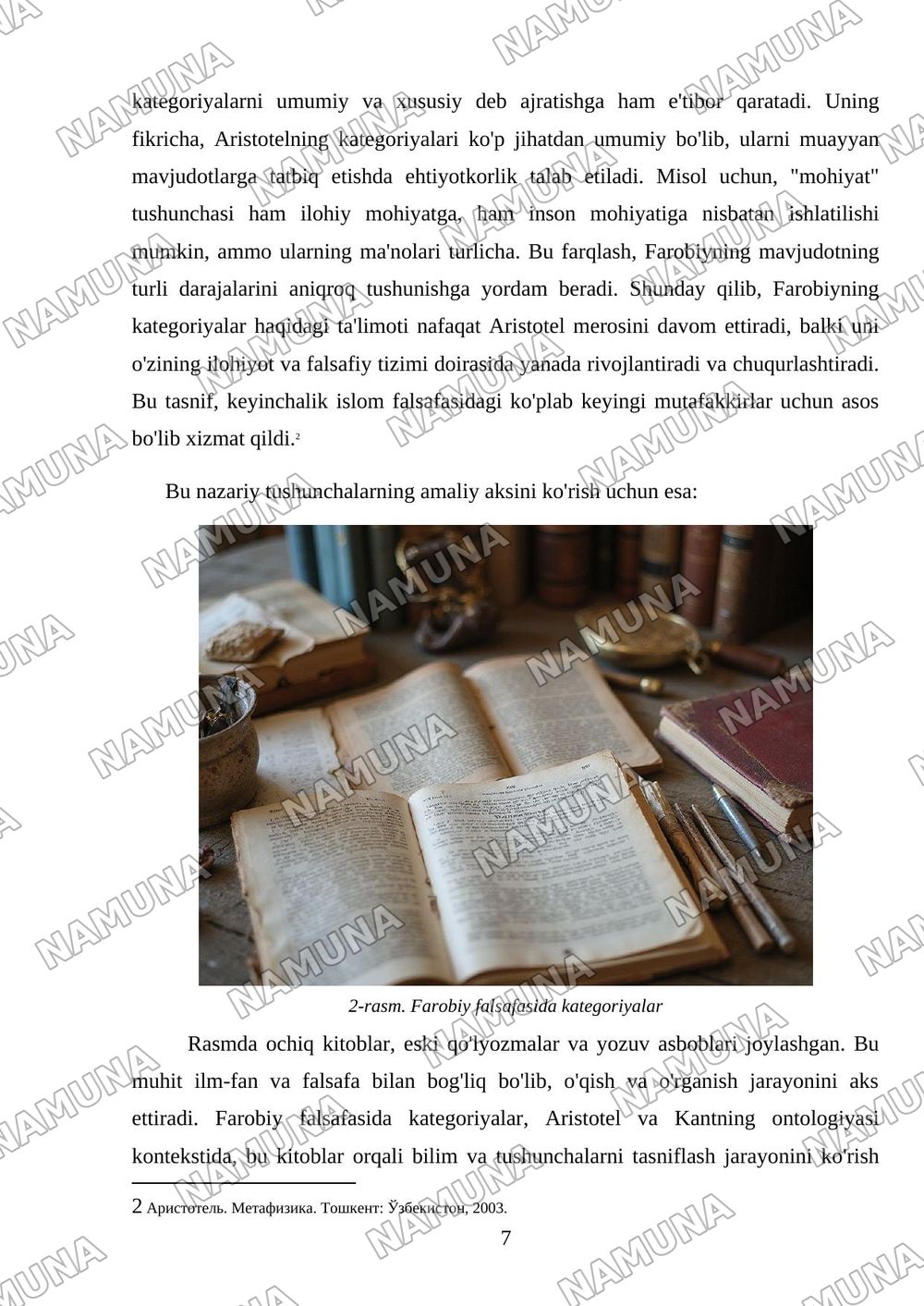 Aristotel farobiy va kant ontalogiyasida kotigoriyalar tasnifi — mustaqil ish, 7-varaq