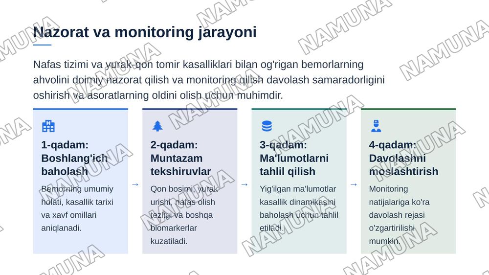 Nafas tizimi va yurak qon tomir kasalliklari bilan kasallangan bemorlarni parvarish qilish va ularning nazorati — zamonaviy taqdimot, 7-slayd