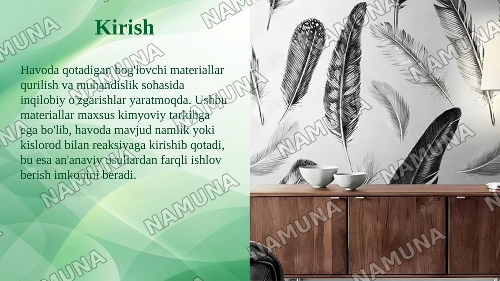 Havoda qotadigan bog‘lovchi materiallar. — taqdimot, 3-slayd