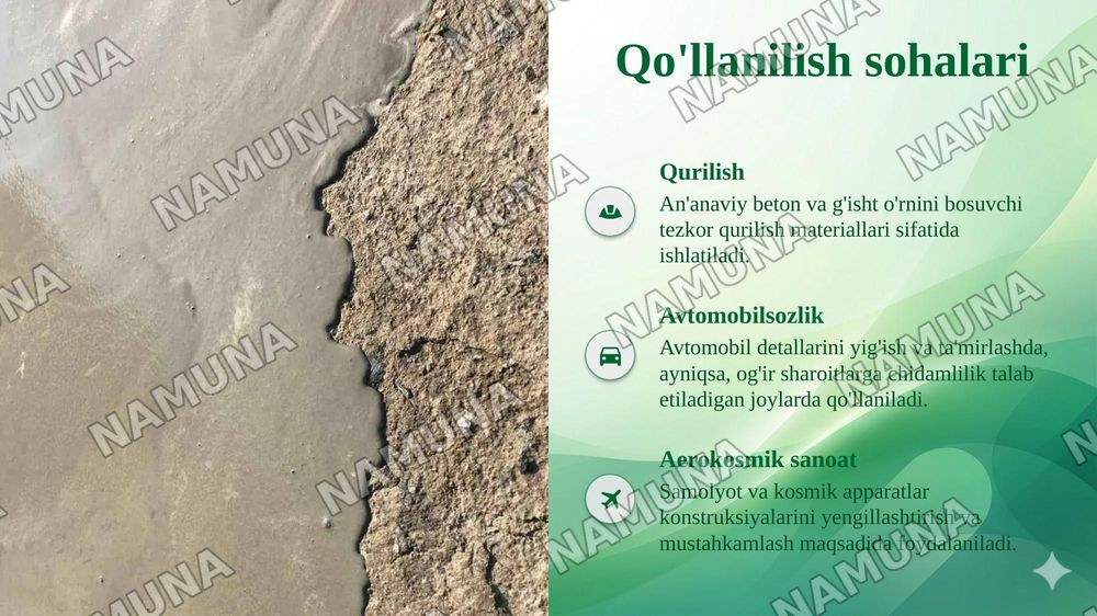Havoda qotadigan bog‘lovchi materiallar. — taqdimot, 7-slayd