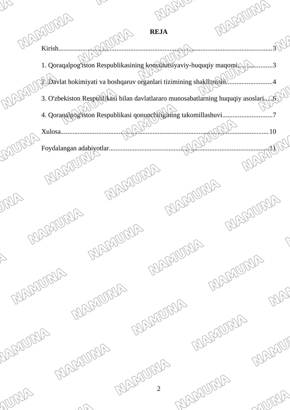 Mustaqillik yillarida Qoraqalpog'iston Respublikasi davlatchiligi taraqqiyoti — referat, 2-varaq