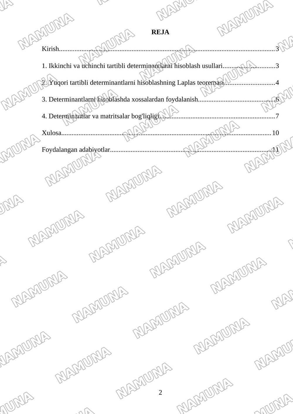 Determinantni xisoblash usullari — mustaqil ish, 2-varaq
