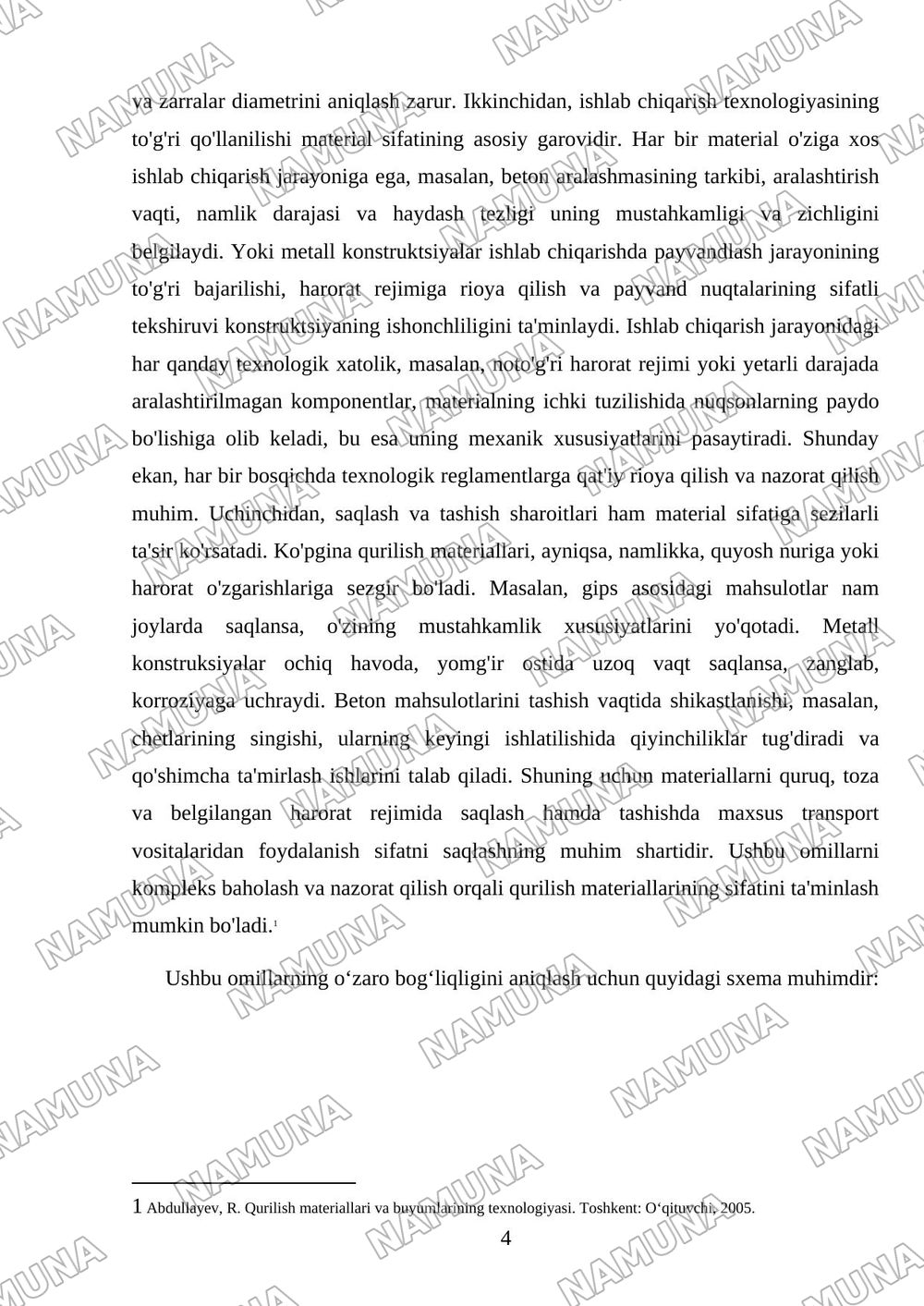 Qurilish materiallari sifatini nazorat qilish — mustaqil ish, 4-varaq