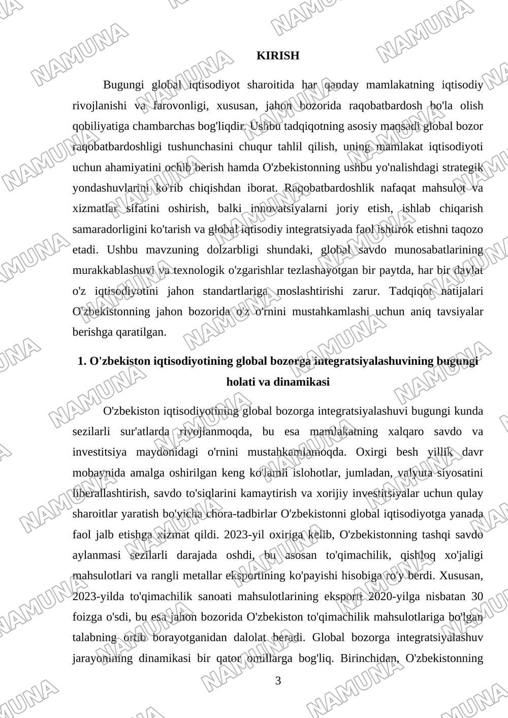 Global bozorga raqobatlashish — mustaqil ish, 3-varaq