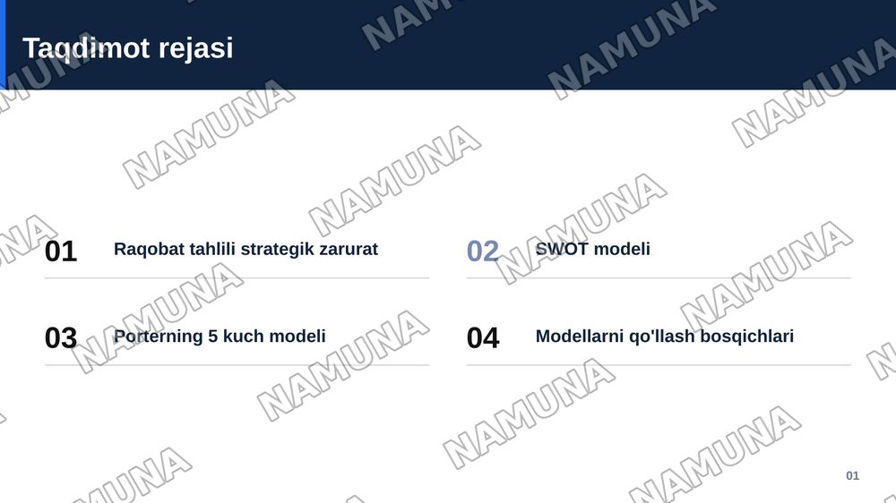 Raqobatchilarni tahlil qilish:Swot va porter 5 kuch modellarini qoʻllash — zamonaviy taqdimot, 2-slayd
