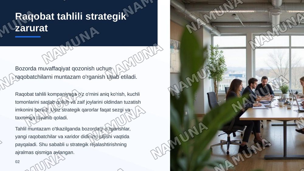 Raqobatchilarni tahlil qilish:Swot va porter 5 kuch modellarini qoʻllash — zamonaviy taqdimot, 3-slayd