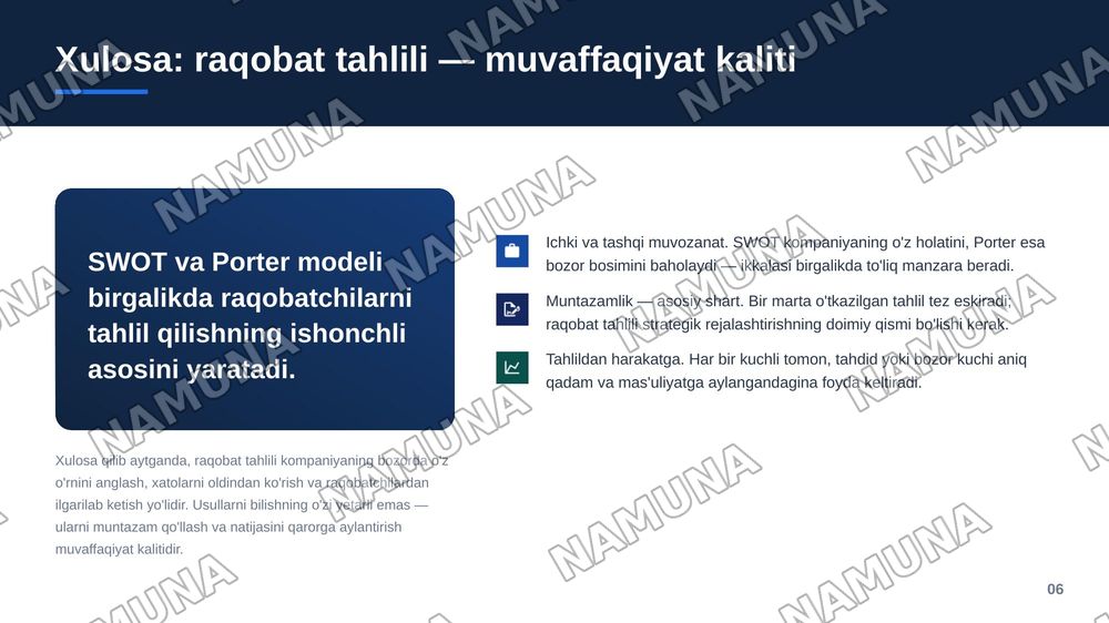 Raqobatchilarni tahlil qilish:Swot va porter 5 kuch modellarini qoʻllash — zamonaviy taqdimot, 7-slayd