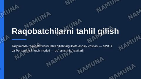 Raqobatchilarni tahlil qilish:Swot va porter 5 kuch modellarini qoʻllash — zamonaviy taqdimot