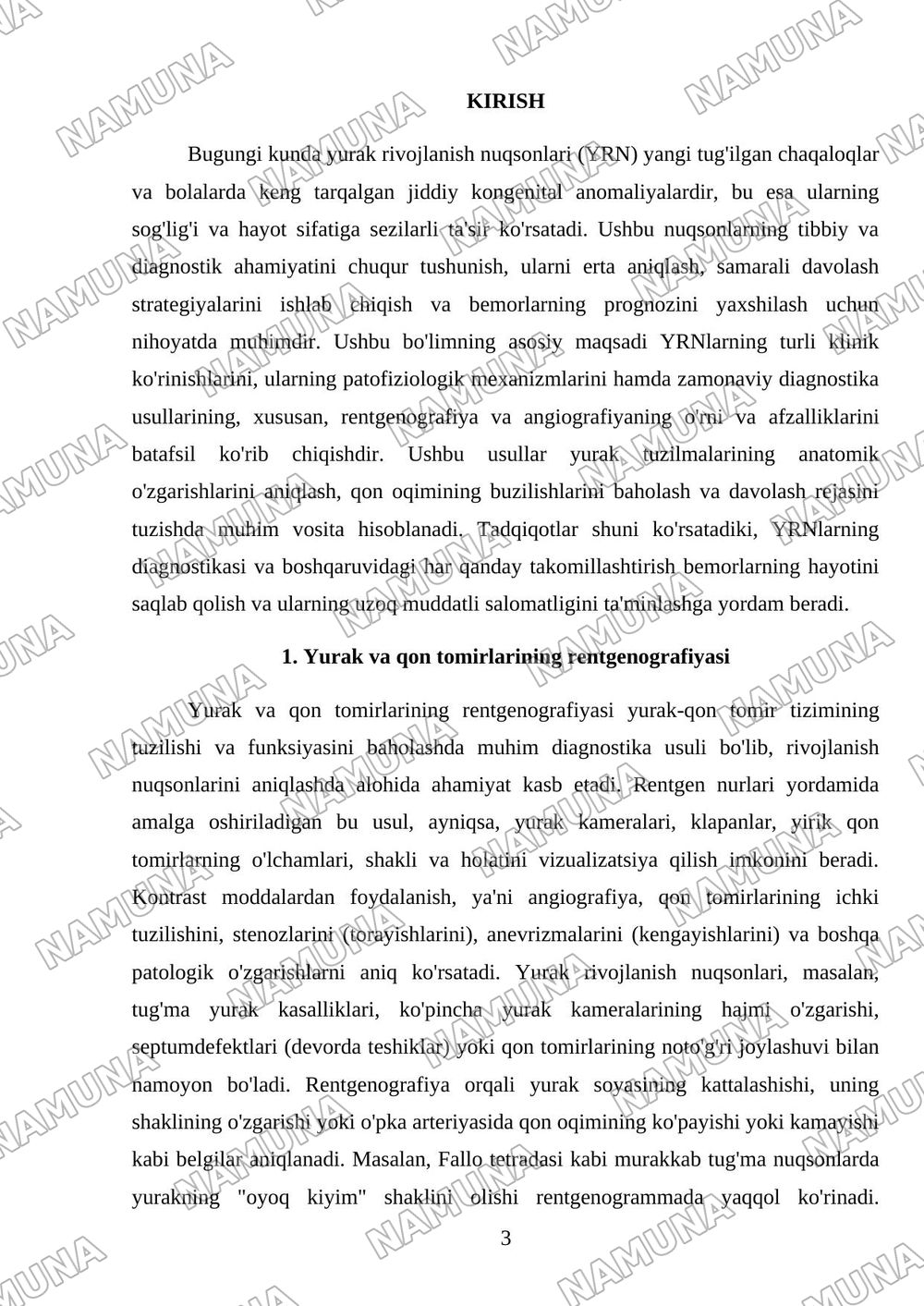 Yurakning rivojlanish nuxsonlari yurak va qon tomirlarining rentgenografiya va angiografiya — mustaqil ish, 3-varaq