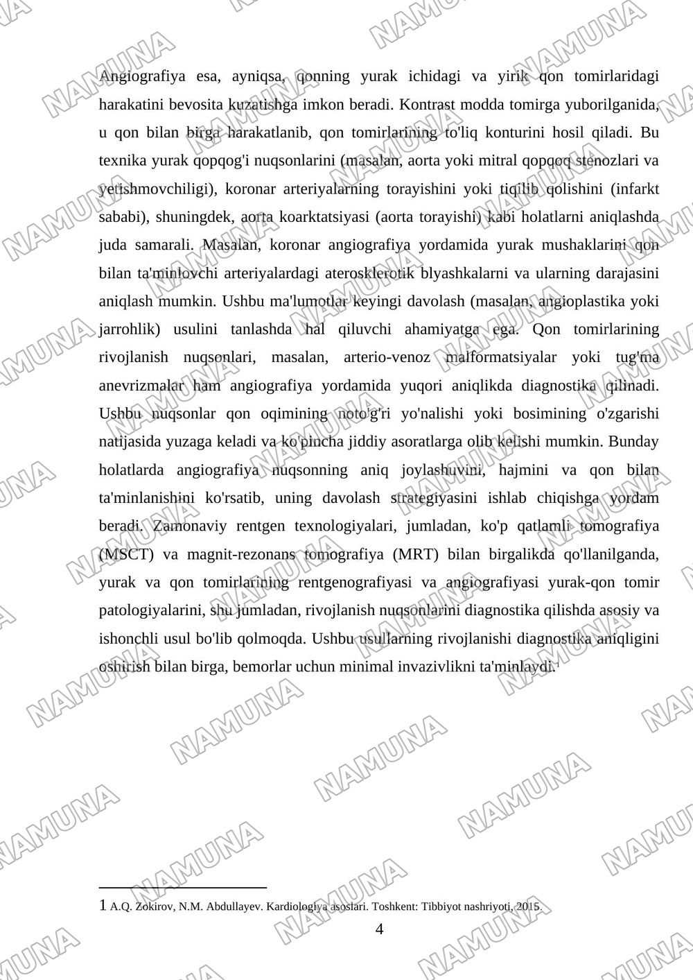 Yurakning rivojlanish nuxsonlari yurak va qon tomirlarining rentgenografiya va angiografiya — mustaqil ish, 4-varaq