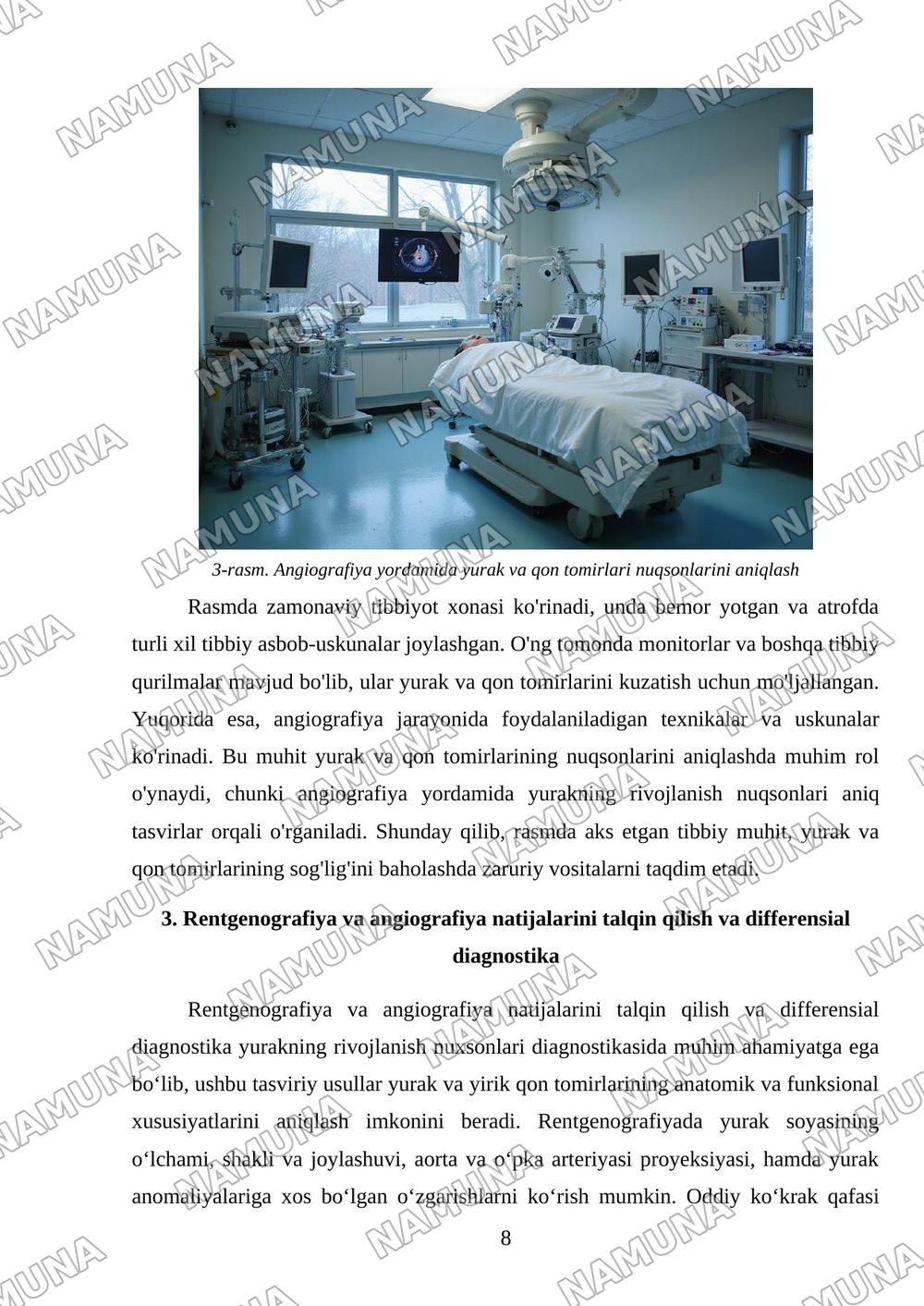 Yurakning rivojlanish nuxsonlari yurak va qon tomirlarining rentgenografiya va angiografiya — mustaqil ish, 8-varaq