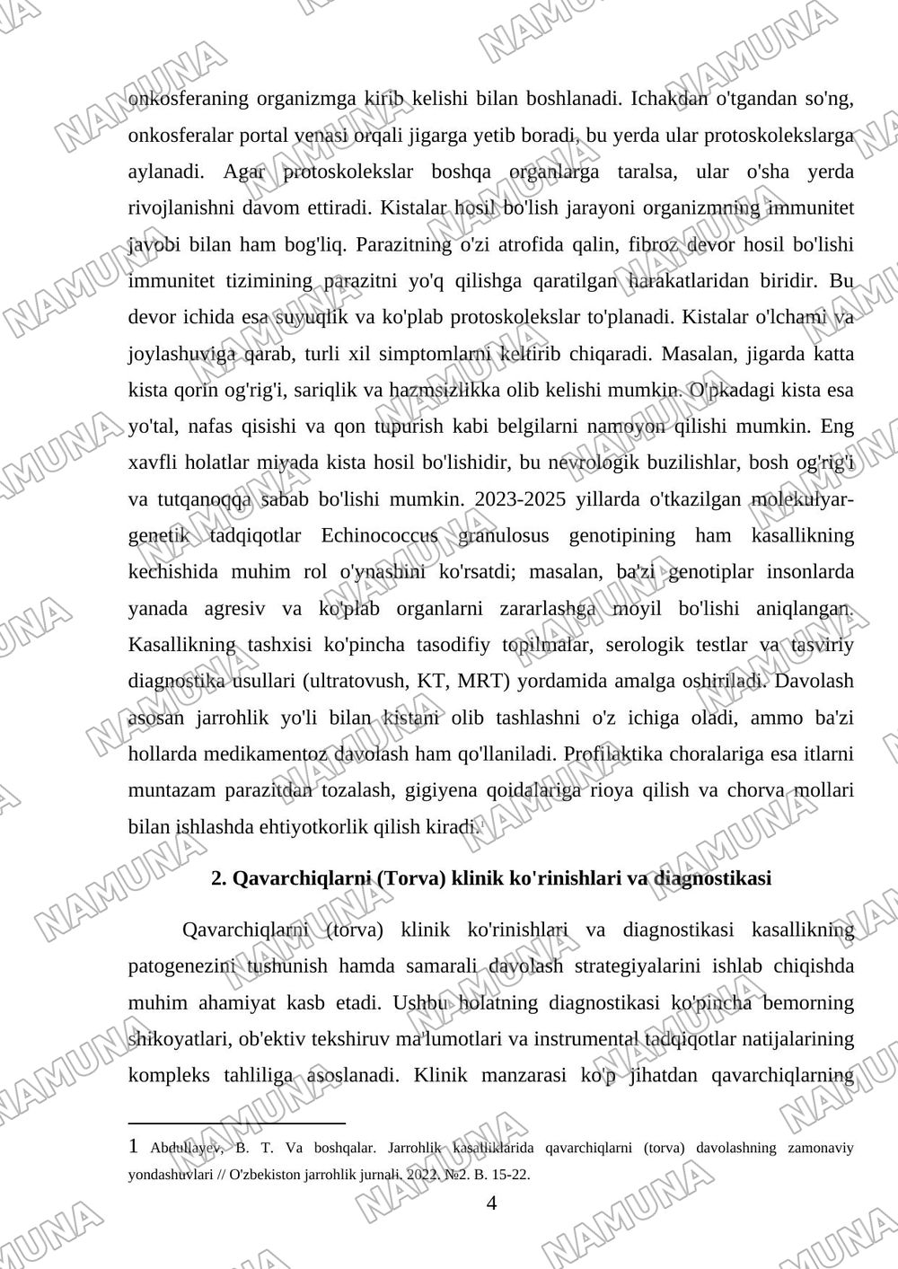 Qavarchiqlarni (Torva) klinik kechish xususiyatlari — mustaqil ish, 4-varaq