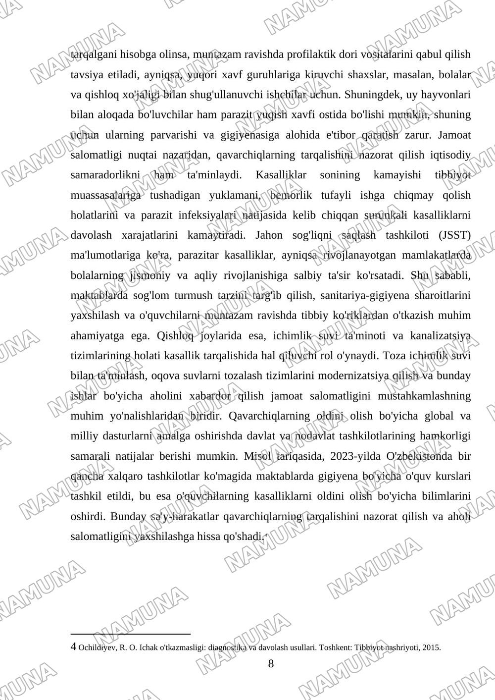 Qavarchiqlarni (Torva) klinik kechish xususiyatlari — mustaqil ish, 8-varaq